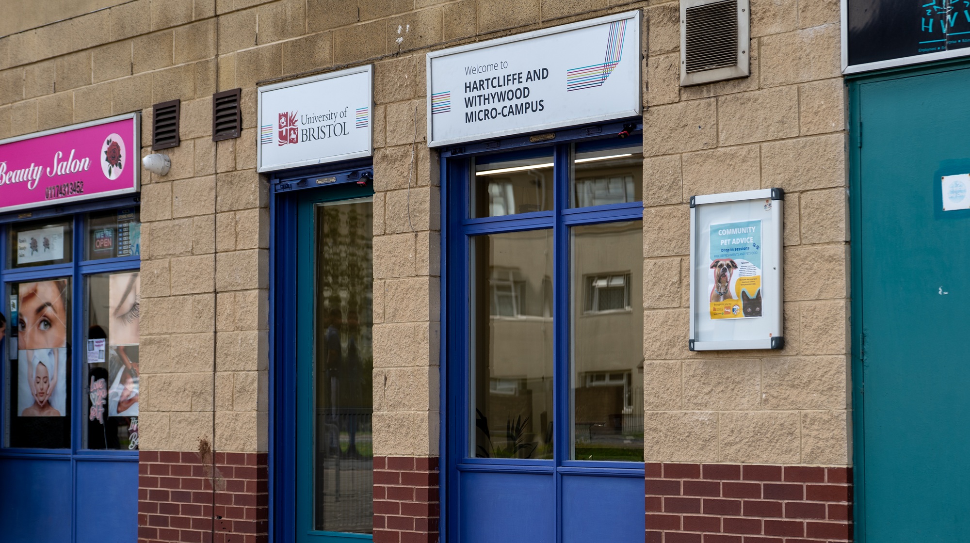 The front door of the University's Hartcliffe and Withwood Micro-campus located in the Gatehouse Centre